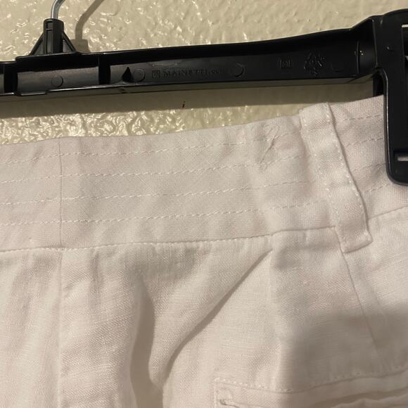 Lafayette 148 White 100% Linen Shorts Size 12 Classic Minimalist Tailored - Picture 6 of 10